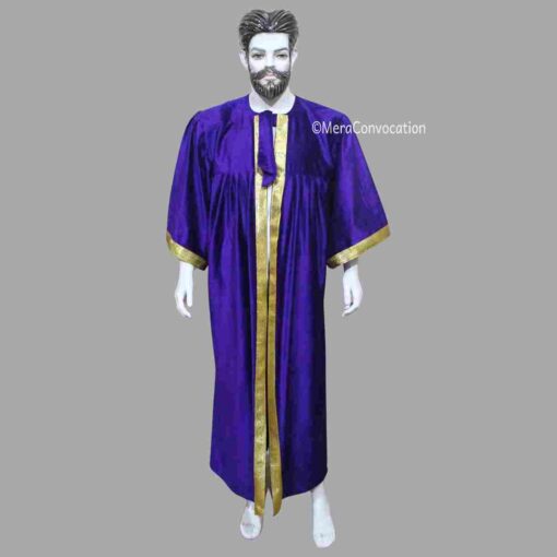 ''Purple Matte Velvet Graduation Gown''>