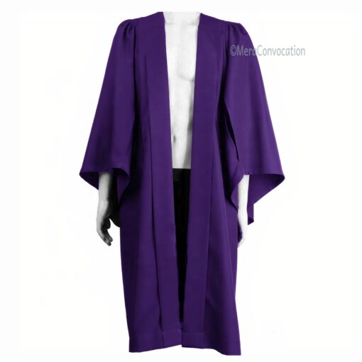 ''Purple Plain Non Fluted Front Open Graduation Gown''>