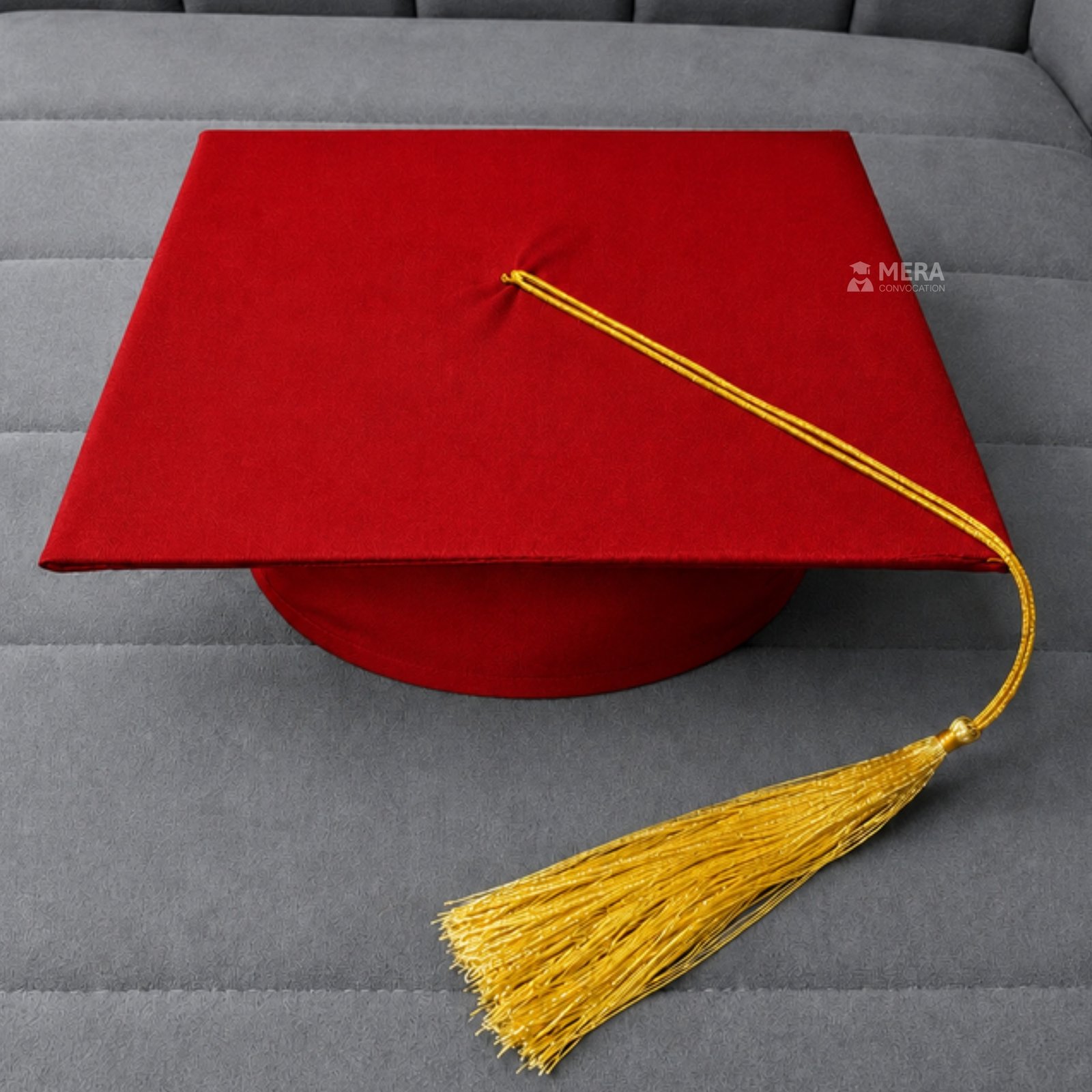 Red Matte Graduation Cap with Golden Tassel ''Red Matte Graduation Cap with Golden Tassel''>