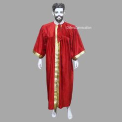 ''Red Matte Velvet Graduation Gown''>