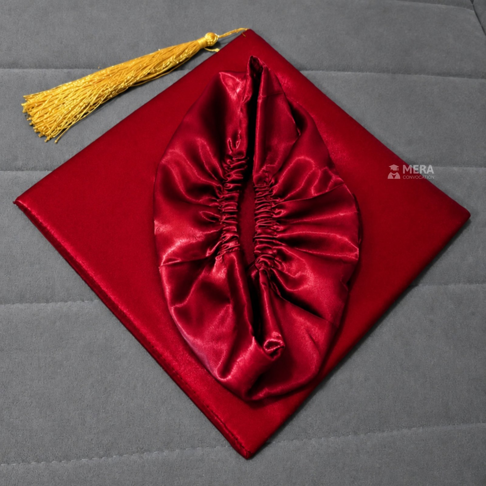 Red Satin Convocation Cap with Golden Tassel ''Red Satin Convocation Cap with Golden Tassel''>