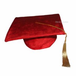 ''Red Shiny Velvet Graduation Cap''>