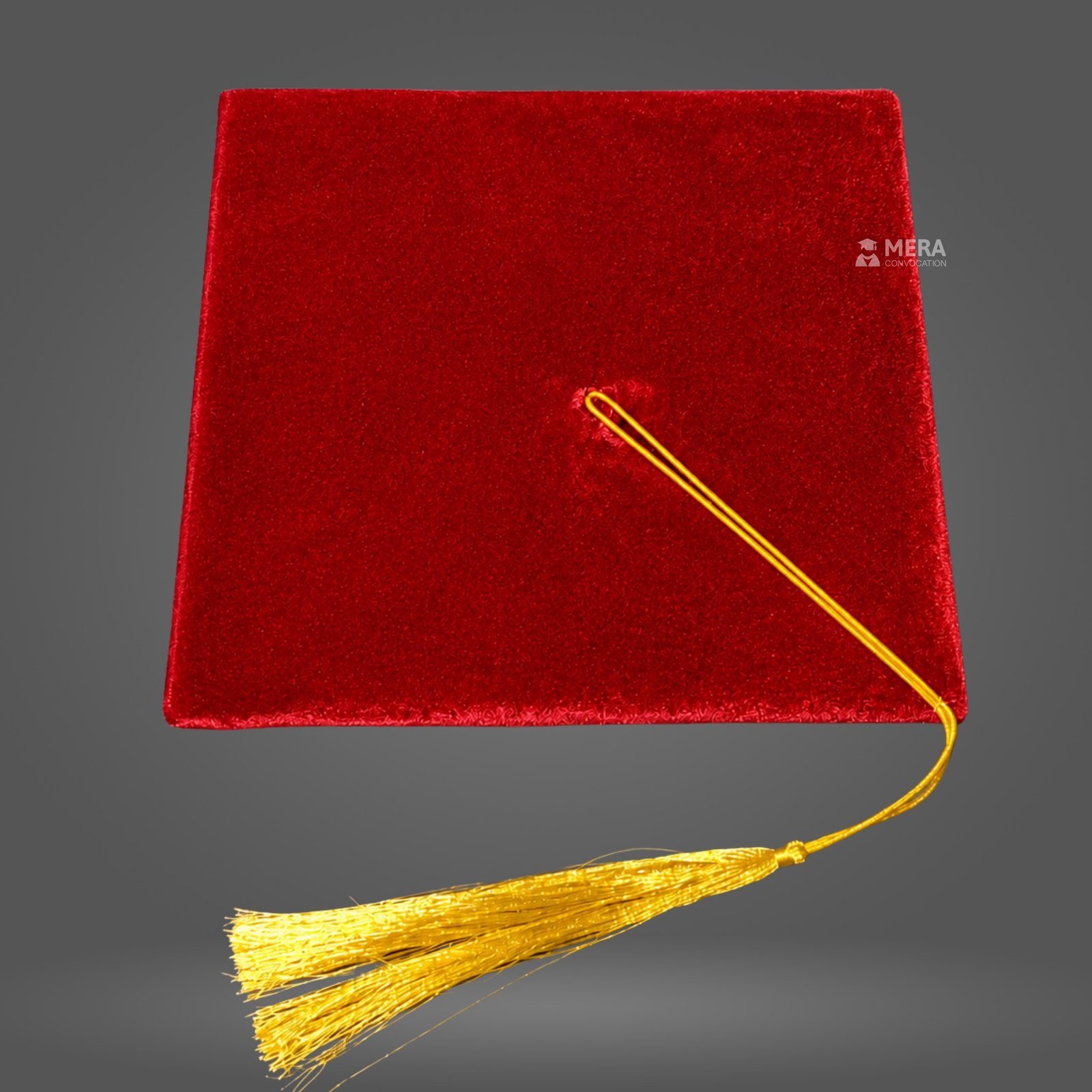 Red Velvet Graduation Cap with Golden Tassel - Mera Convocation