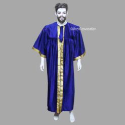 ''Royal Blue Matte Velvet Graduation Gown''>