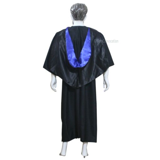 ''Royal Blue and Black V Shape Shiny Graduation Hood''>