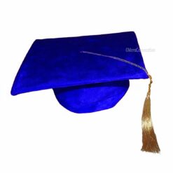''Royal blue Shiny Velvet Graduation Cap''>