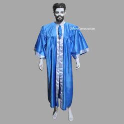 ''Sky Blue Matte Velvet Graduation Gown''>