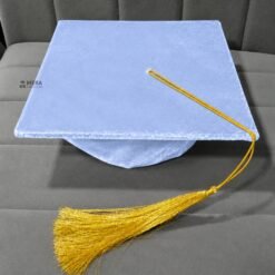 ''Sky Blue Premium Velvet Graduation Cap with Golden Tassel''>