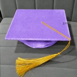 ''Violet Premium Velvet Graduation Cap with Golden Tassel''>