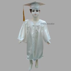 ''White Shiny Nursery Kids Graduation Gown and Cap''>