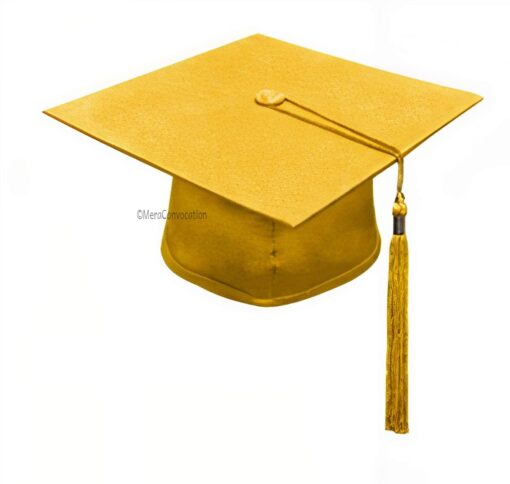 ''Yellow Matte Polyester Graduation Cap''>