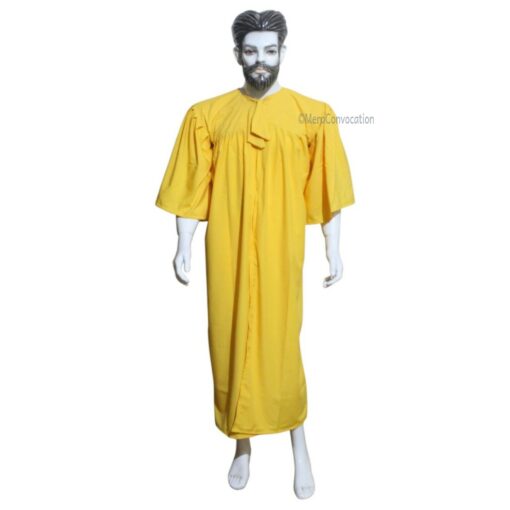 ''Yellow Polyester Front Open Graduation Gown''>