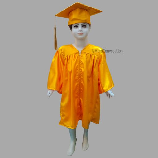 ''Yellow Shiny Nursery Kids Graduation Gown and Cap''>