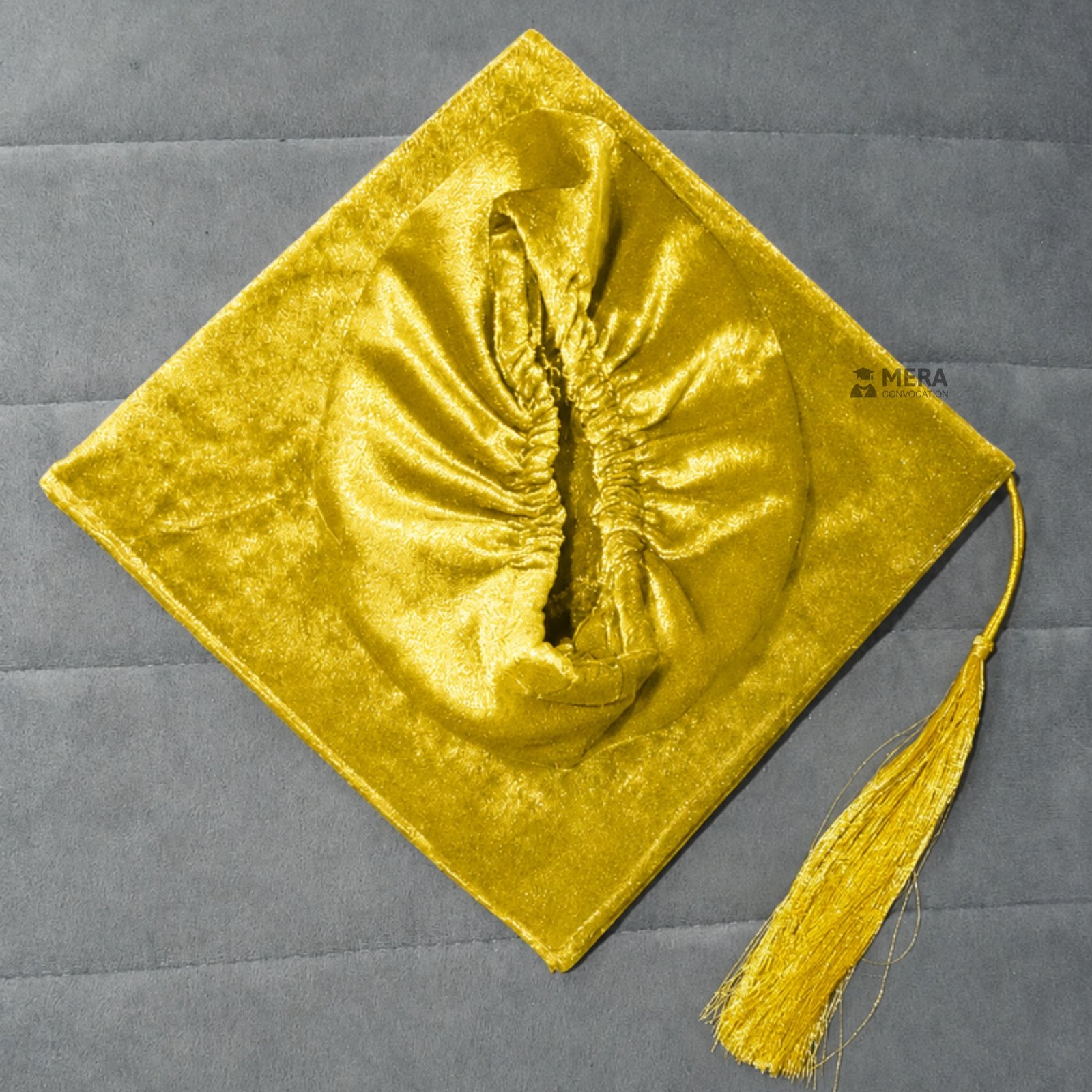 Yellow Velvet Graduation Cap with Golden Tassel ''Yellow Velvet Graduation Cap with Golden Tassel''>