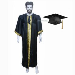 ''Black Graduation Gown and Cap with Border''>