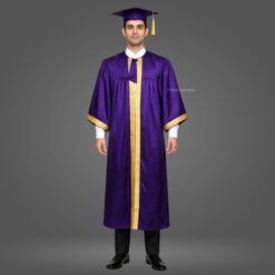 ''Boy - Purple Satin Graduation Gown and Cap with Golden Border''>