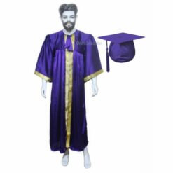 ''Purple Shiny Graduation Gown with Golden Border''>