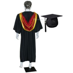 ''Red and Yellow Shiny V Shape Graduation Hood''>