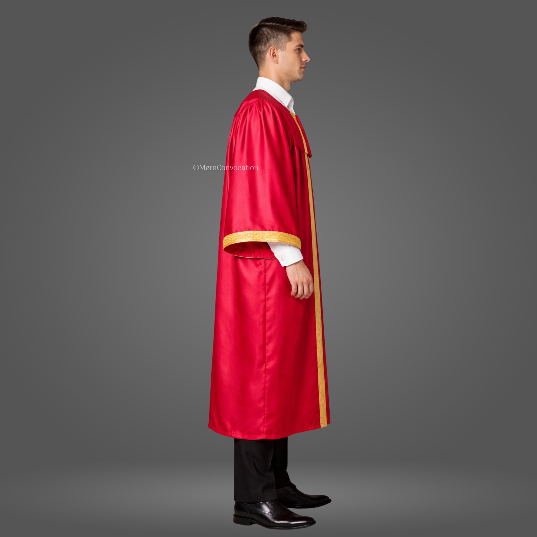 Right Sleeve of Magenta Satin Graduation Gown with Golden Border ''Right Sleeve of Magenta Satin Graduation Gown with Golden Border''>