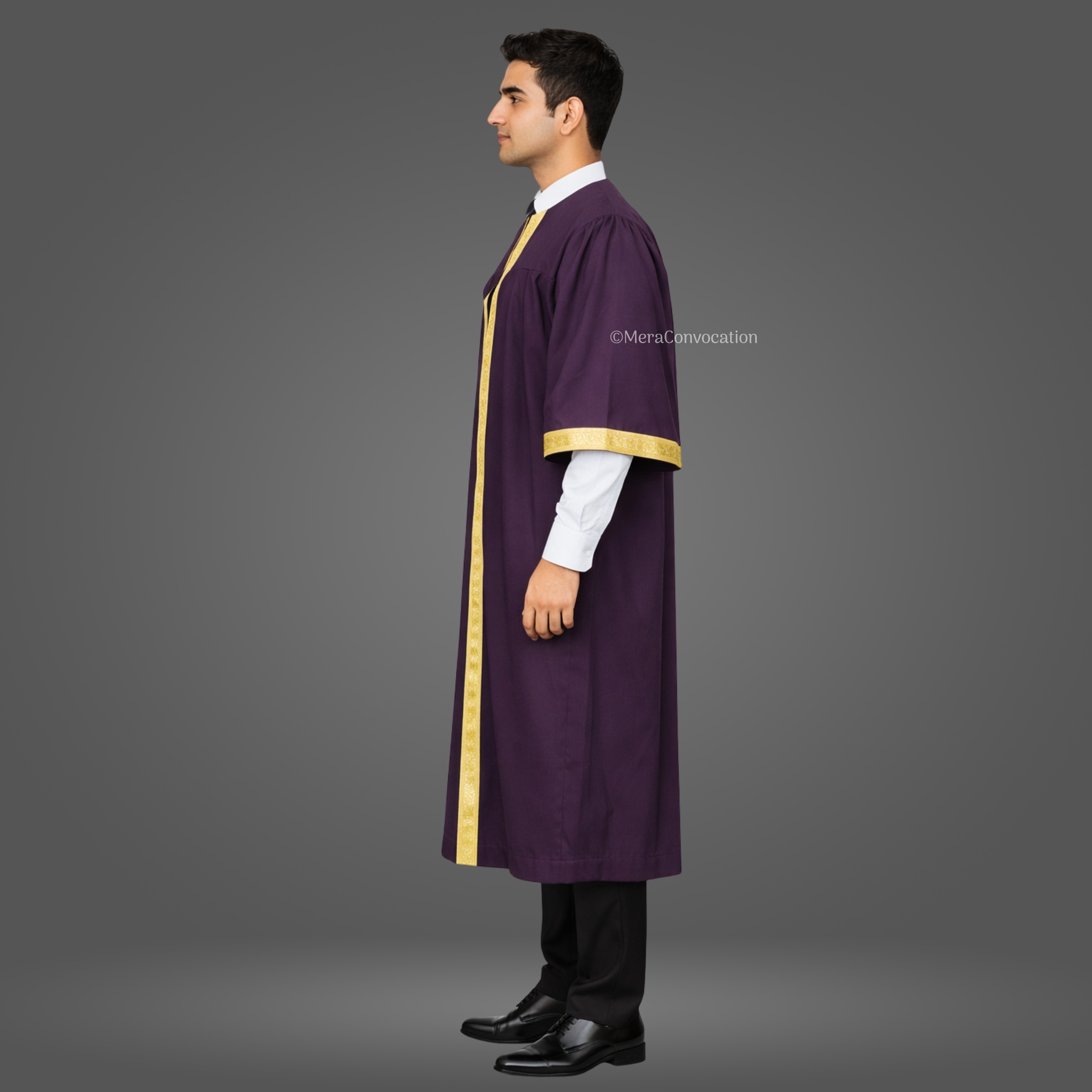 Left Sleeve of Magenta Matte Graduation Gown with Golden Border ''Left Sleeve of Magenta Matte Graduation Gown with Golden Border''>