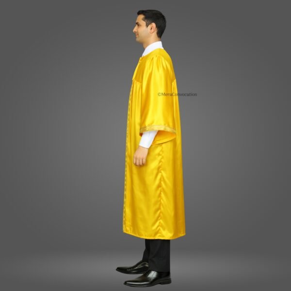 Yellow Shiny Graduation Gown and Cap with Golden Border – Mera Convocation