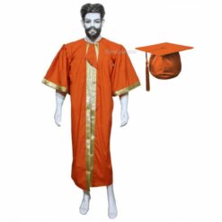''Orange Matte Graduation Gown with Border''>