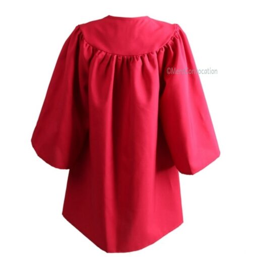 ''Back View - Red Nursery Kids Graduation Gown''>