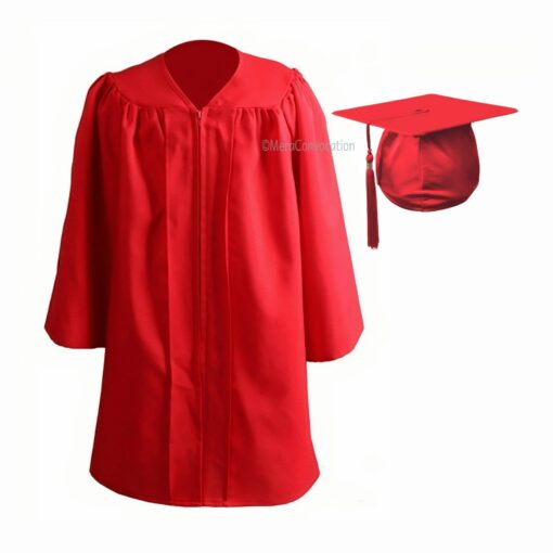 ''Red Nursery Kids Graduation Gown''>