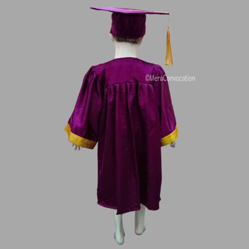 ''Back Side of Wine Shiny Kids Graduation Gown''>