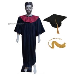 ''Black Graduation Gown with Maroon Collar''>