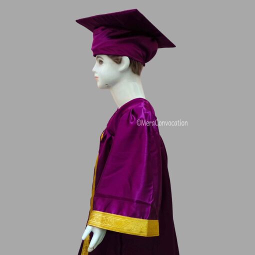 ''Left Sleeve of Wine Shiny Kids Convocation Gown''>