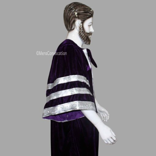 ''Right Sleeve of Purple and Silver Velvet Graduation Gown''>