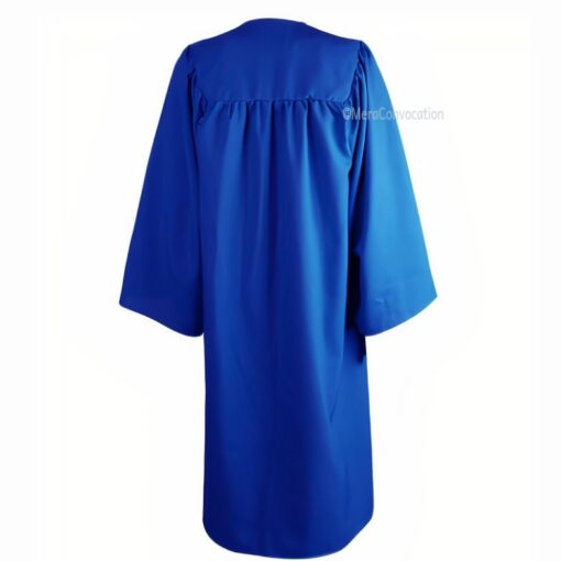 ''Back View of Royal Blue Matte Zipper Graduation Gown''>