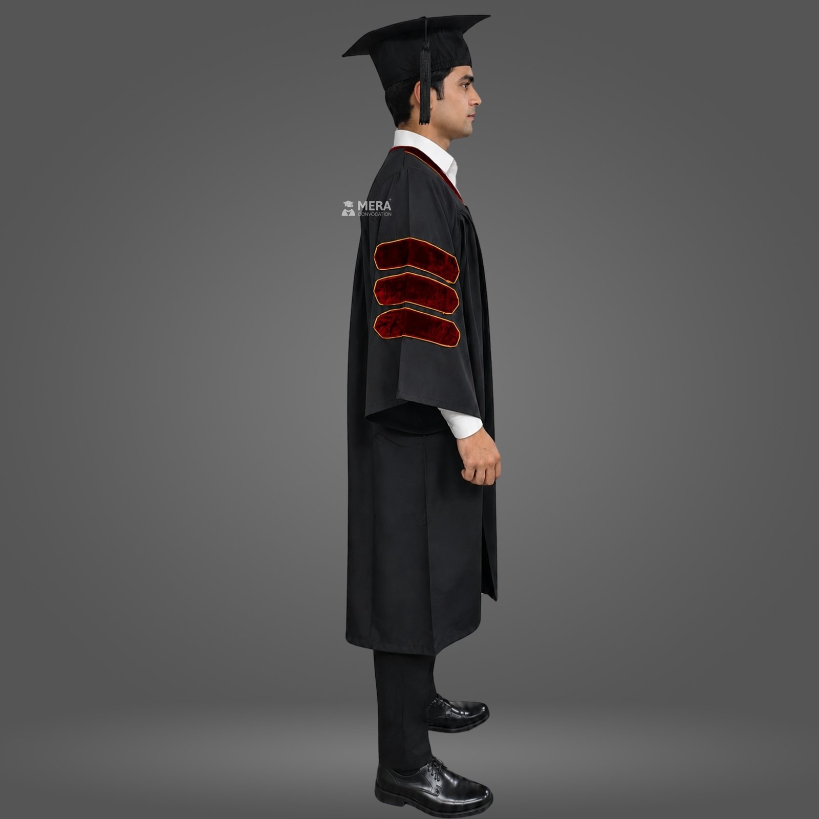 Black Doctoral Gown with Maroon Border Black Doctoral Gown with Maroon Border