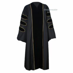 ''Black Doctoral Graduation Gown with Black Border''>