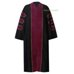 ''Black Doctoral Graduation Gown with Maroon Piping''>