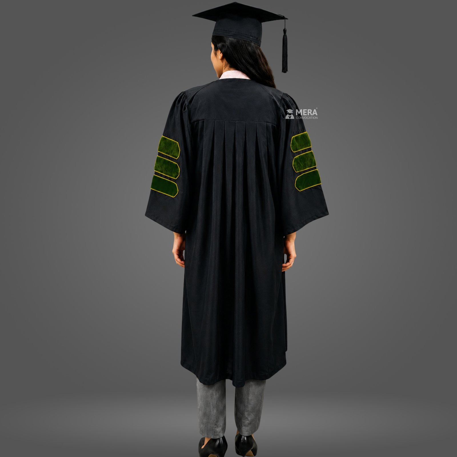 Black and Olive Green PhD Graduation Gown Black and Olive Green PhD Graduation Gown