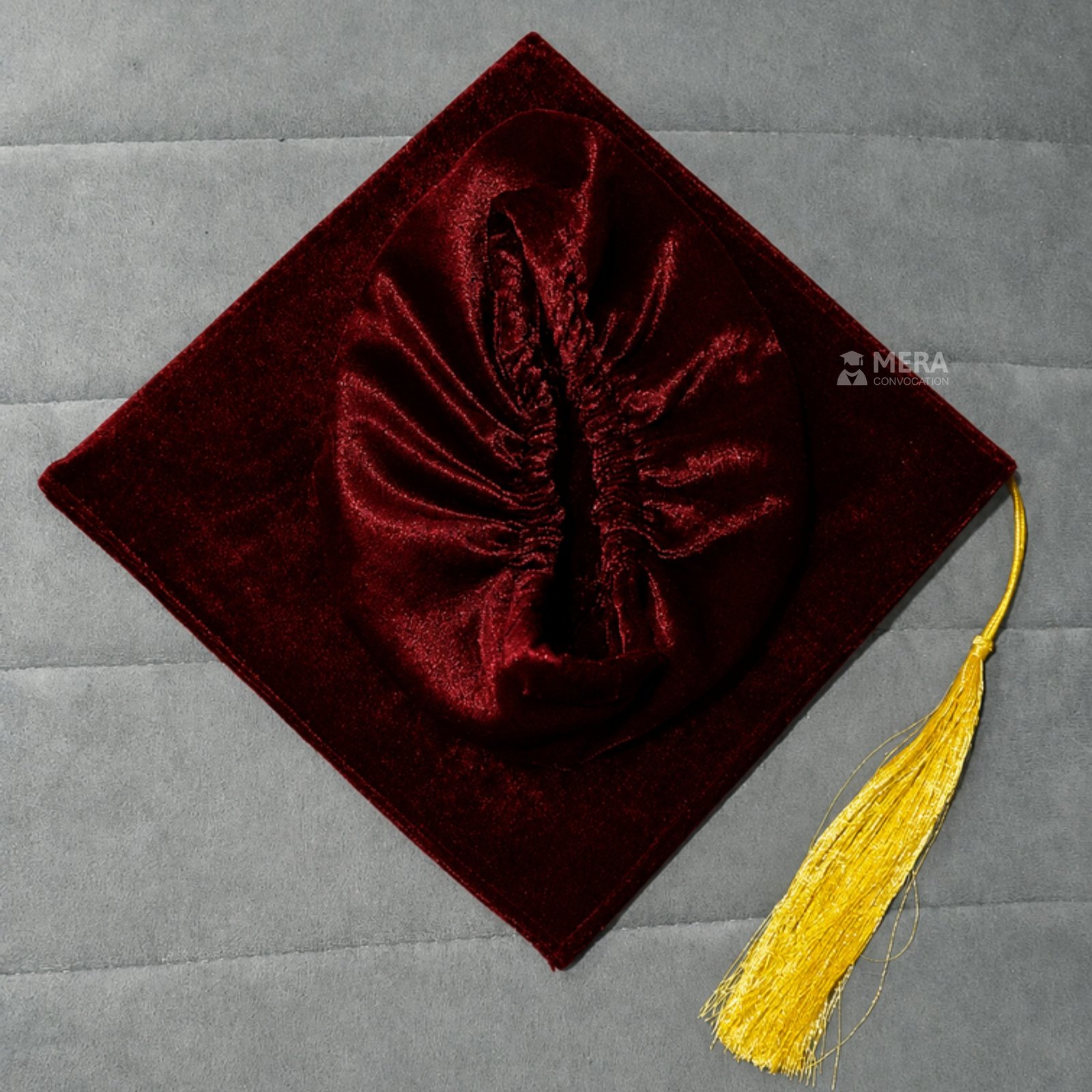 Maroon Velvet Graduation Cap with Golden Tassel ''Maroon Velvet Graduation Cap with Golden Tassel''>