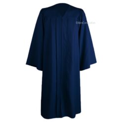 ''Navy Blue Matte Zipper Graduation Gown''>