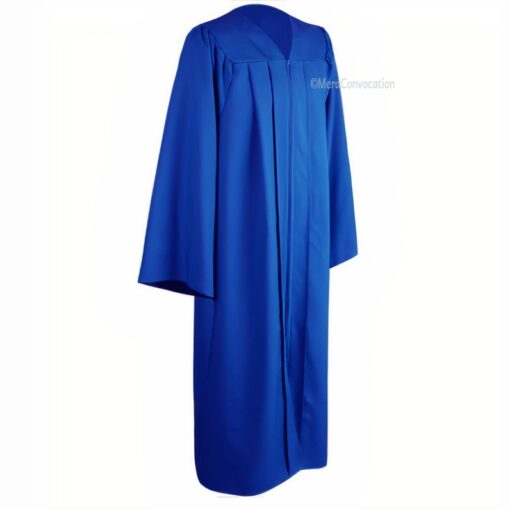 ''Royal Blue Zipper Matte Graduation Gown''>