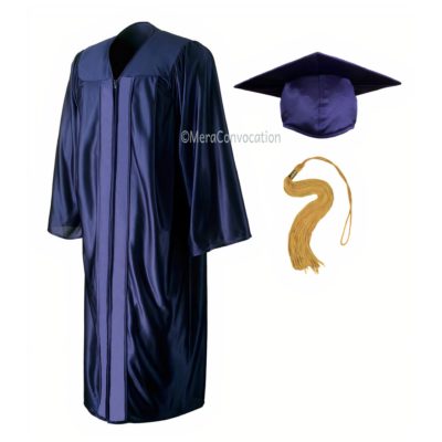 Navy Blue Shiny Zipper Graduation Gown and Cap – Mera Convocation