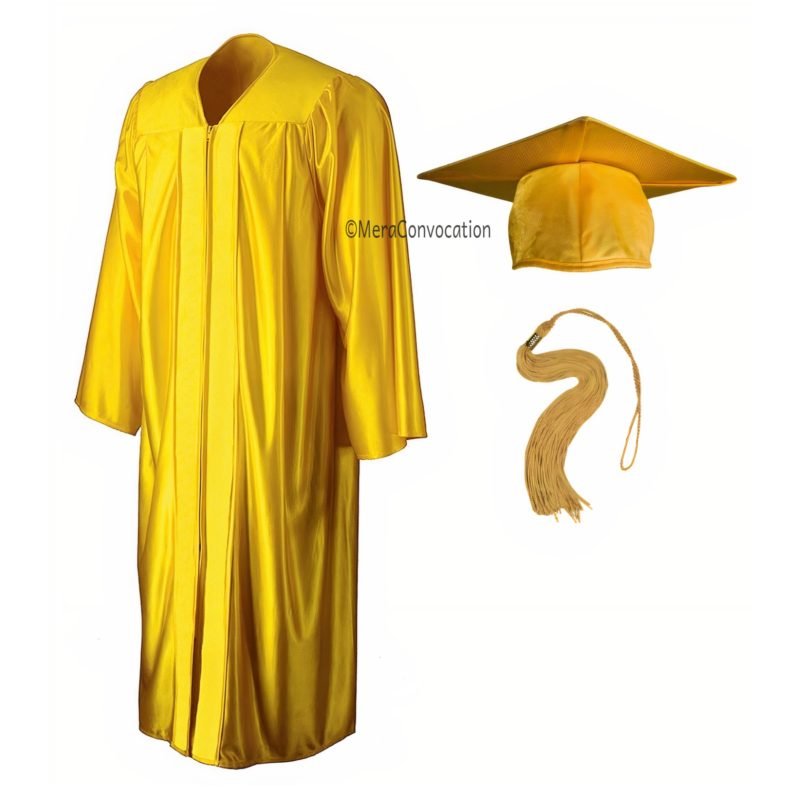 Yellow Shiny Zipper Graduation Gown and Cap – Mera Convocation