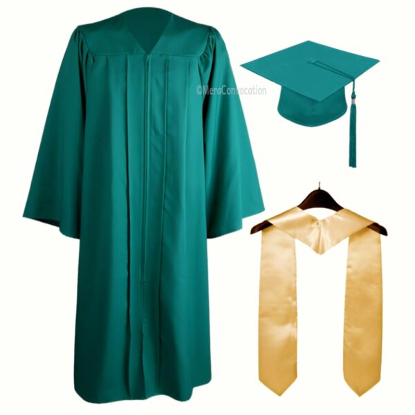 Emerald Green Shiny Primary Graduation Gown And Cap Mera Convocation 4155