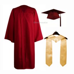 ''Maroon Matte Graduation Gown and Cream Stole''>