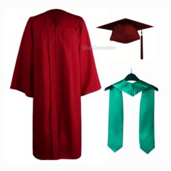 ''Maroon Matte Graduation Gown and Peacock Green Stole''>