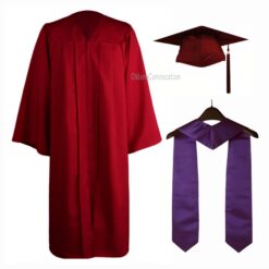 ''Maroon Matte Graduation Gown and Purple Stole''>