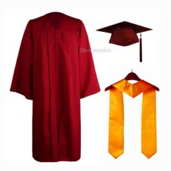''Maroon Matte Graduation Gown and Yellow Stole''>