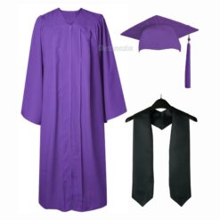 ''Purple Matte Graduation Gown with Black Stole''>