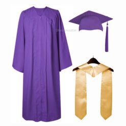 ''Purple Matte Graduation Gown with Cream Stole''>