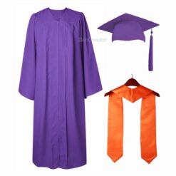''Purple Matte Graduation Gown with Orange Stole''>